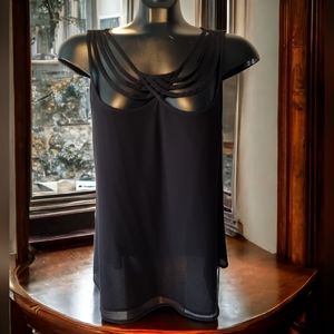 Naked Zebra Sleeveless Top With Unique Strappy Neckline